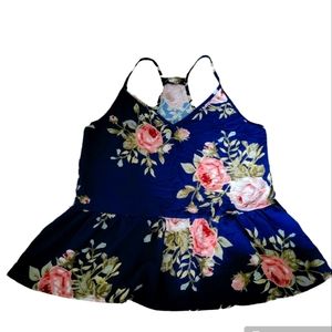 SHEIN Rose Cluster Print Peplum Racerback Cami Top small